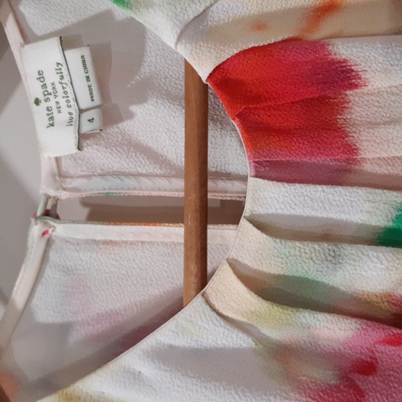 Kate Spade Watercolor Print Silky Peplum Top Size 4 - Picture 8 of 8